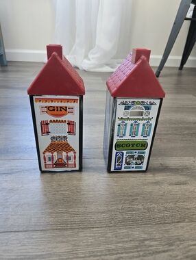 Vintage MCM Nuline Liquor Bottle Scotch & Gin Bar House Decanter Set Of 2